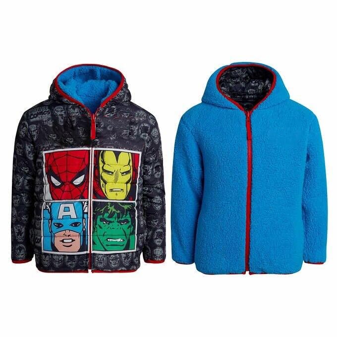 Boy's Reversible Double View Jacket with Hat Different Characters