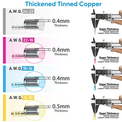 Ticonn TICONN-1032 120Pcs Heat Shrink Butt Connectors Kit, Awg 24 – 10 4 Sizes Butt Splice, Insulated Waterproof Electrical Marine Automotive Wire Crimp Terminals thumb #5