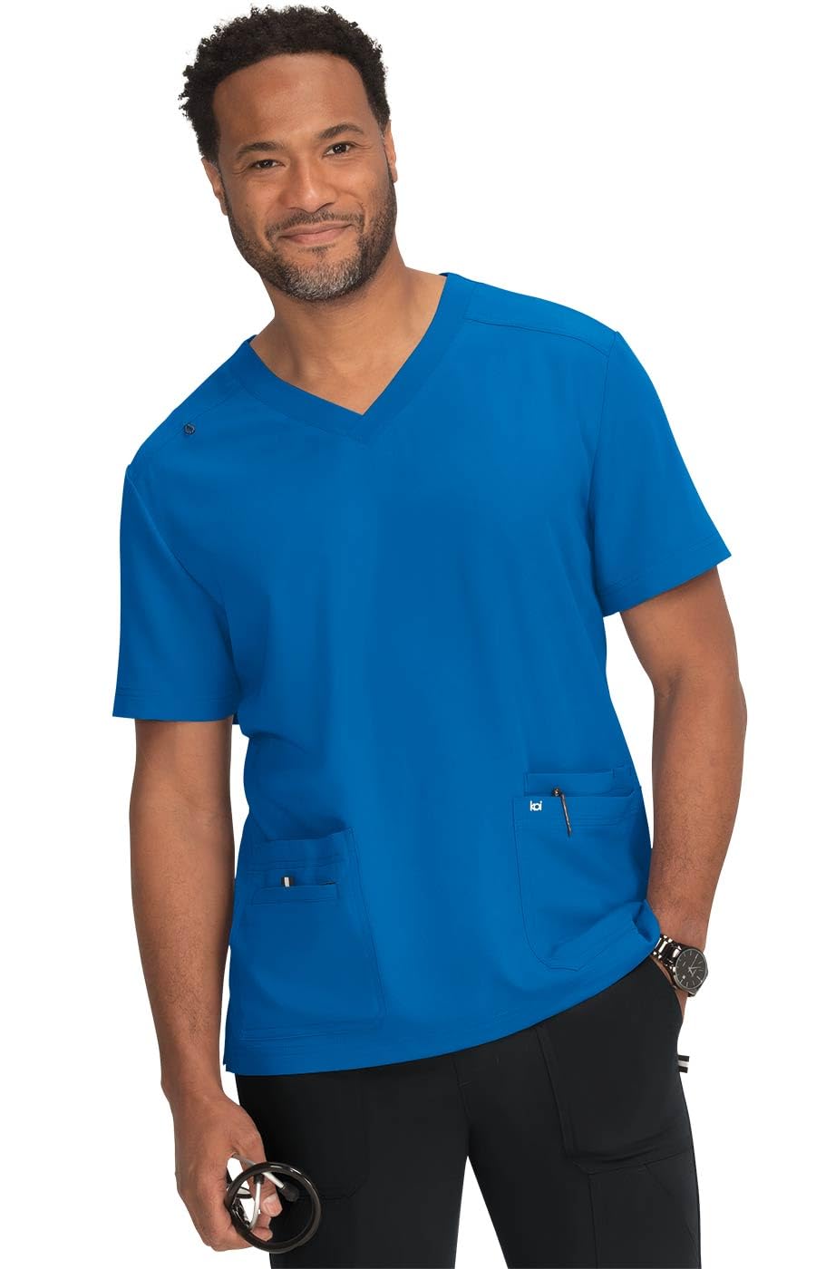Koi Men's Royal Blue Next Gen Free To Be 4-Pocket Scrub Top, Medium
