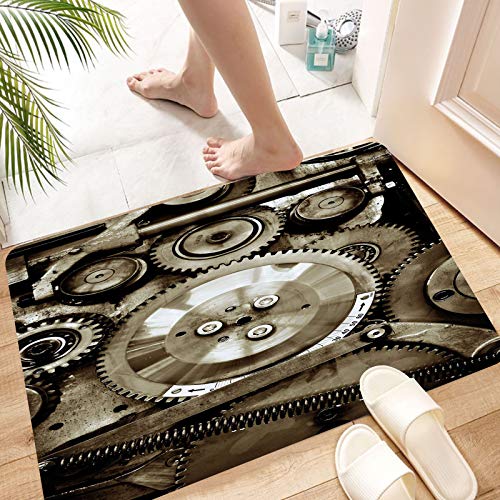 Tapis de Bain Antidérapant en Microfibre 50 x 80 cm,Industriel, Pièces de vieux mécanisme Gros,Tapis de Sol Lavable en Machine avec Microfibre Douces Absorbant l'eau pour la Baignoire, la Douche et la Cover