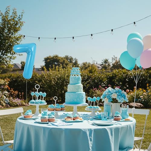 Image of TONIFUL Number Balloon 16Inch 10 Pcs Baby Blue 0-9 Birthday Number Balloons