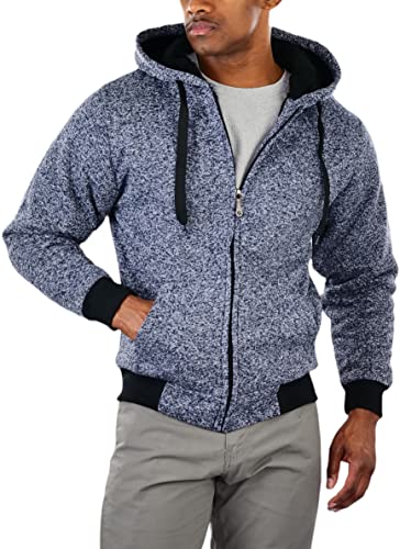 Image of ToBeInStyle Men's Polar Fleece Long Sleeve Zip Up Kangaroo Pocket Cold Weather Hoodie Jacket
