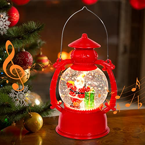 Garma Christmas Musical Snow Globe Lantern With Music, Lighted Water Globe Lantern Swirling Glitter White Santa Claus For Christmas Decoration Gifts, Battery Or Usb Operated Led Lighted #TOP29