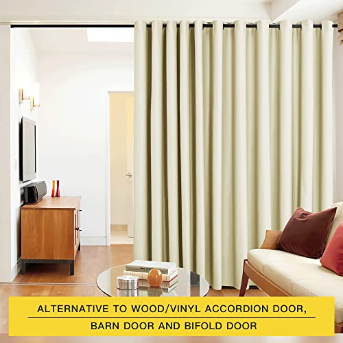 Image of NICETOWN Verical Blinds for Living Room Bedroom Dining Sunroom Basement Wall Divider, Room Dividers Space Screens Partitions, Extra Large Blackout Curtain (1 Pack, 20ft Wide x 8ft Long, Beige)