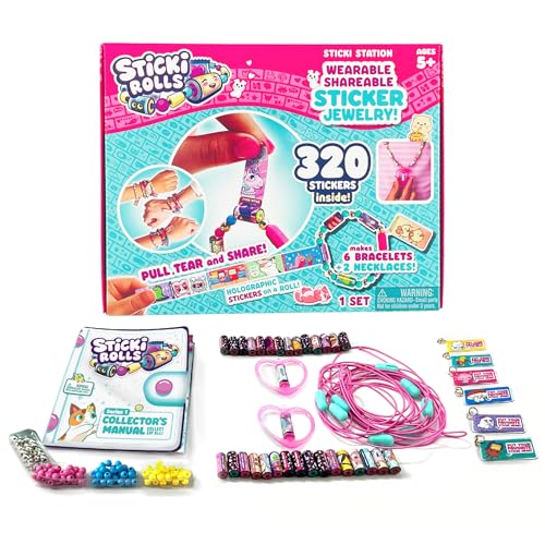 STICKI ROLLS SR300 Sticki Station with 320 Stickers & 144 Beads and Accessories for DIY Bracelets & Necklaces