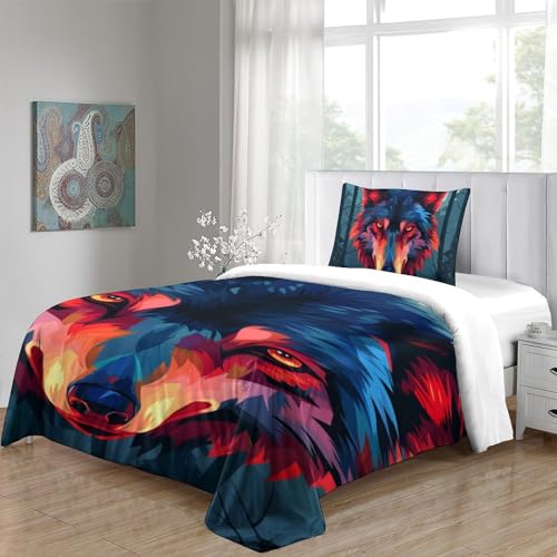 Parure de lit loup ensemble de literie microfibre 3 pièces 135x200