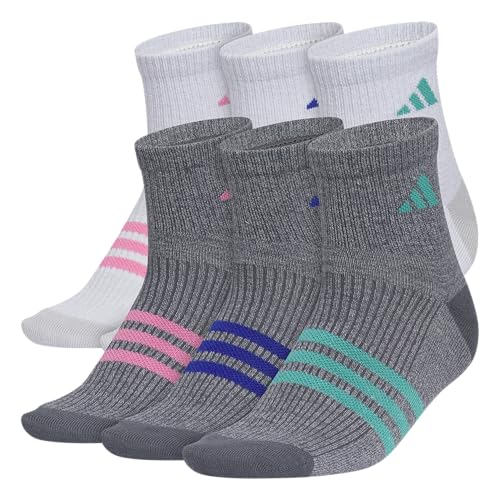 Image of adidas Unisex Kids Quarter Ankle Socks for Boys and Girls Youth (6-pack) Superlite Breathable and Lightweight Discontinued