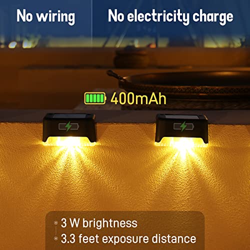 Chowerfly Solar Deck Lights Black 4 Pack Outdoor Waterproof Led Patio Fence Step Stairs Decorate Illumination Garden Dackyard Landscape Terrace Armrest (Warm White) #TOP1