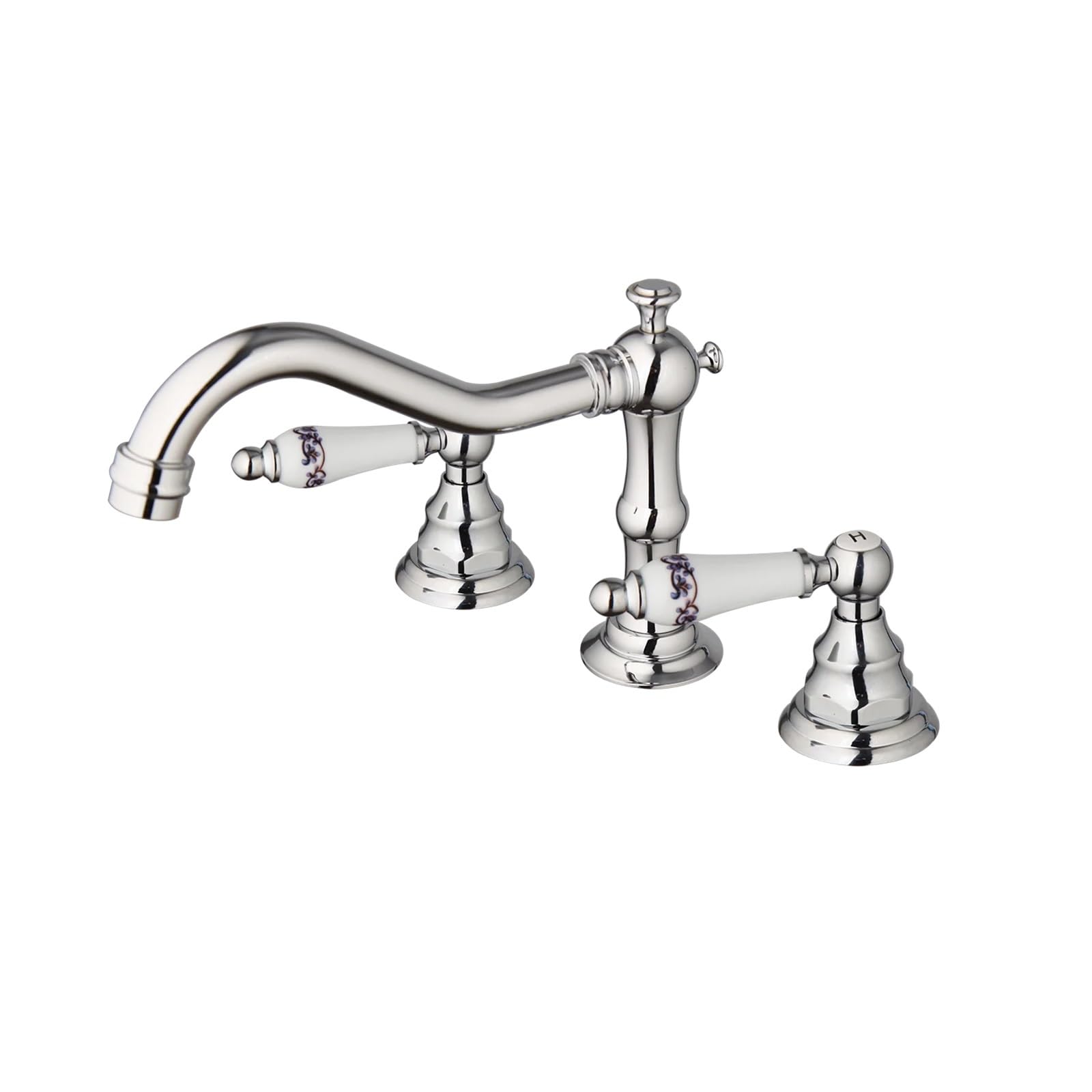 Weokdfha Color-2 Basin Faucet Bathroom Basin Faucet Tap Double Handles Deck Mounted Bathtub Faucets 3 Pcs Hot Cold Water Mixer Brass Chrome Taps(Color-2)