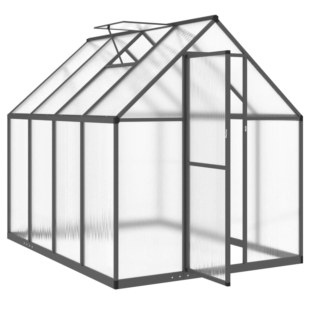 Aluminiowa i poliwęglanowa szklarnia ogrodowa na zewnątrz warzywa sadzonka dom z oknem i drzwiami zimowy schronienie dla roślin antracyt 224 x 169 x 195 cm
