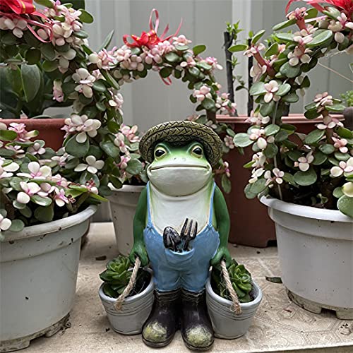 Grenouille figurine décorative en résine peinte pour paysage de jardin