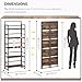 4NM No-Assembly 5 Tiers Folding Bookshelf Storage Shelves Vintage Bookcase Standing Racks Study Organizer Home Office (Rustic Brown Black)