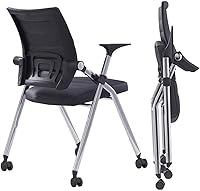 Vista 1 de Silla de escritorio plegable para espacios pequeños, sillas de escritorio para dormitorio con asientos y ruedas acolchados, sillas de escritorio