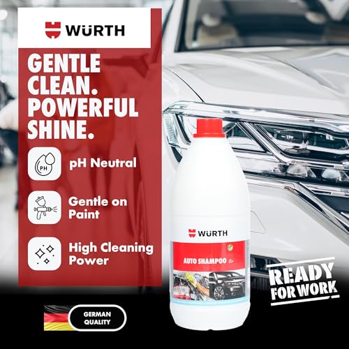 Image of Wuerth Auto Shampoo - 1L | pH Neutral Car & Bike Wash | High Performance Cleaner | Removes Dirt & Road Grime | Paint, Chrome & Plastic Safe | Silicone & Phosphate Free | Eco-Friendly Car & Moto Care