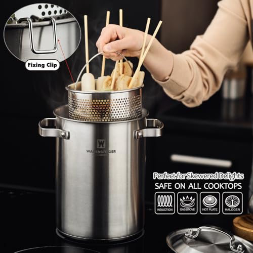 WAGENSTEIGER Premium Stainless Steel Asparagus Steamer Pot or Spaghetti Pasta Stovetop Cooker with Perforated Steamer Basket, Tall & Large Size, Versatile Cookware, 3-Ply Base(4.3Liters/1.14Gals) - Image 9