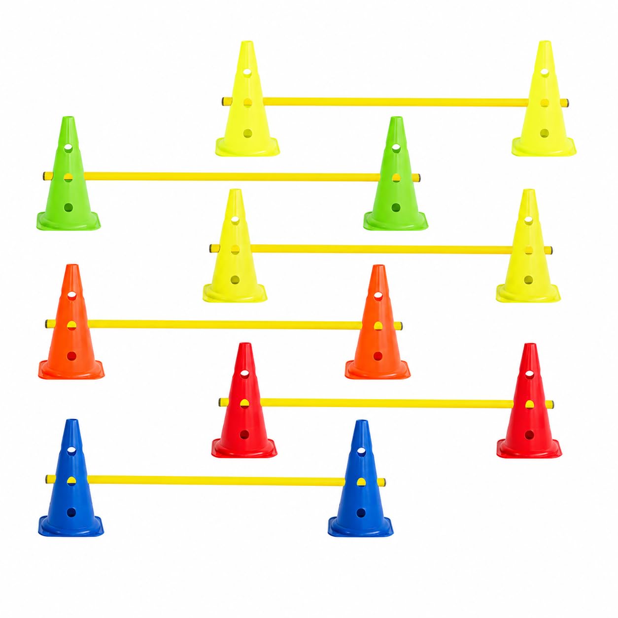 Set 15 Piezas Conos Entrenamiento Fútbol y, Kit Marcadores portivos para Circuito, 38CM
