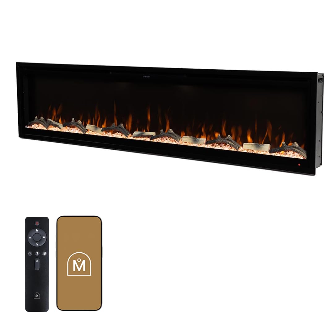 Photo 1 of Modern Ember Aerus 72 Inch Smart Linear Electric Fireplace | Recessed in-Wall or Wall-Mount | LED Multiple Flame Colors | Alexa/WiFi Enabled | 5.75” Profile | Remote Included
