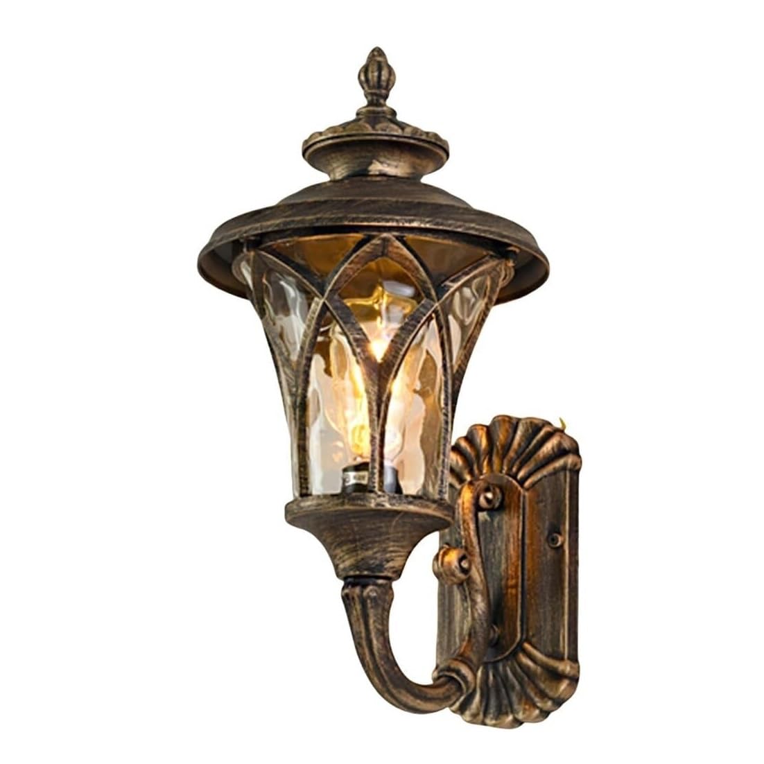 CVdrtyED Outdoor Wall Lights 17.3" Outdoor Wall Lamp Retro Waterproof Sconce Aluminum Light Exterior Glass Lantern for Villa Garden Durable Porch(Bronze,1 Pack)