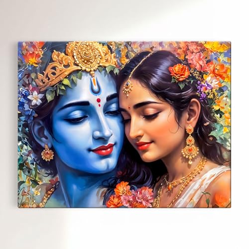 Image of ArtX Canvas Radha Krishna Wall Painting, Big Size Wall Art Painting For Living Room, Bedroom, Multicolor, Abstract, 58.0 X 45.0 cm, Set of 1