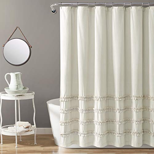 Lush Decor, Neutral Vintage Stripe Yarn Dyed Cotton Shower Curtain, 72" x 72" Lush Decor, Neutral Vintage Stripe Yarn Dyed Cotton Shower Curtain, 72" x 72"
