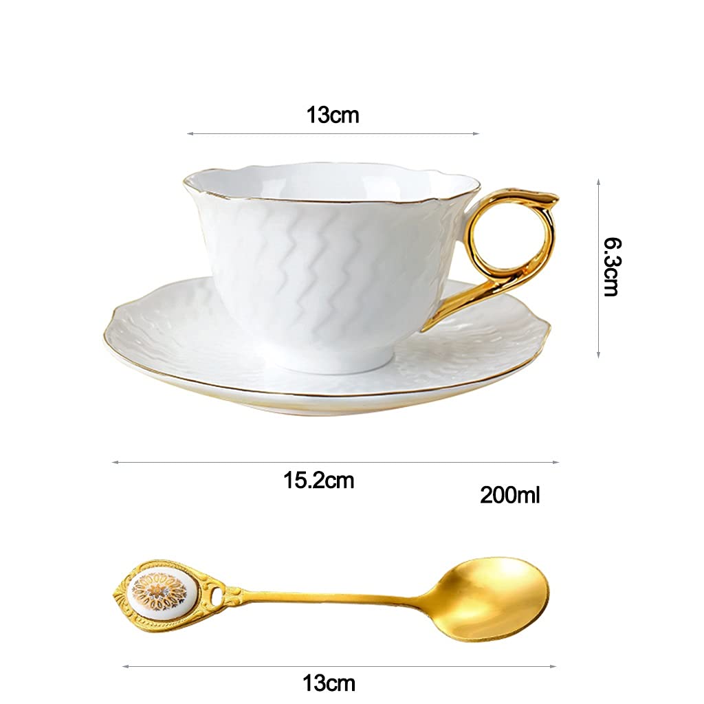 Porzellantasse wei3 zum bemalen, Teetasse und Porzellan-Untertassen Sets Kaffee-Tassen mit Untertassen 6,8 Unzen für Kaffeetränke, Latte, Café Moka und Tee für Büro und Zuhause