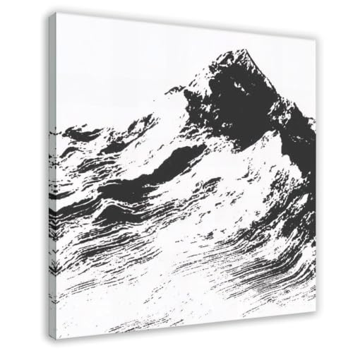 Affiche sur toile de paysage noir et blanc, décoration murale minimaliste 50x50
