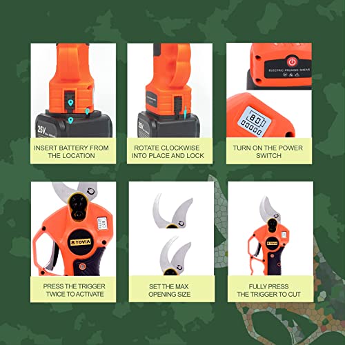 Cordless Pruning Shears, Electric Pruner With 7.5 Foot High Reach Extension Pole, Tool Belt, 2 Pack 25V Lithium Battery, Sk5 Blades, 1.6 Inch Cutting Diameter, Lcd Display Screen #TOP3