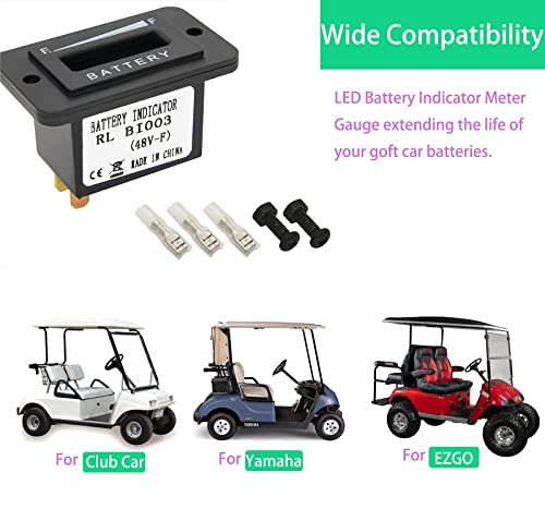 Rl-Bi003 48V Led Battery Indicator, 48 Volt Led Battery Meter, 48V Battery Fuel Gauge Indicator, 48V Battery Indicator Compatible With Golf Cart Club Car Ezgo Yamaha 48 Volt Led Battery Gauge Meter #TOP6