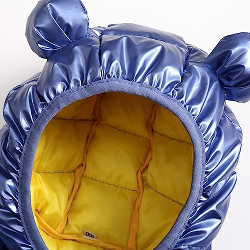 Boys Winter Coat Large Cartoon Luminous Rabbit Pattern Bear Ears Hooded Coat Jacket Little Boys Winter (Blue, 3-4 Years)2