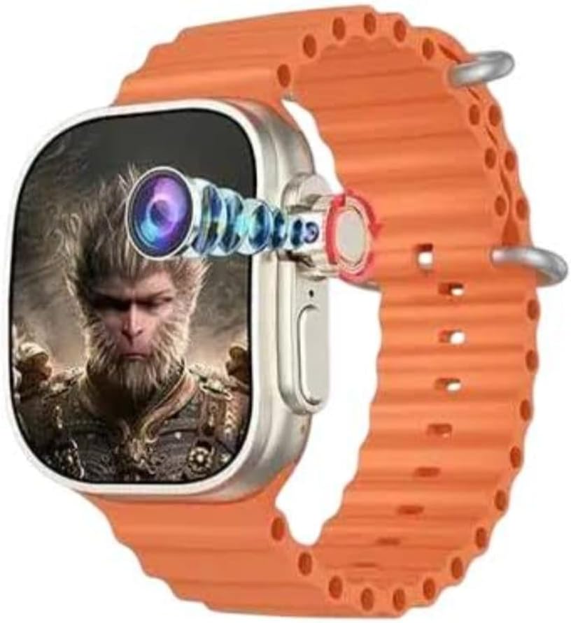 Generic TC41 AMOLED Smart Watch with its rotating camera module extended, displaying an image on the screen.