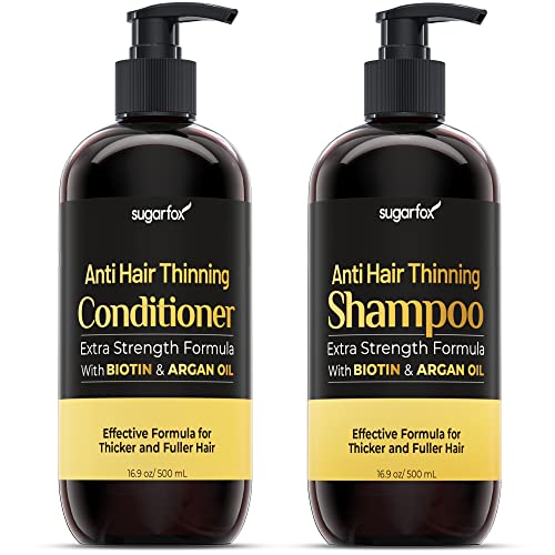 Sugarfox Shampoo and Conditioner Set | Improves Appearance in Hair Growth Shampoo | Hair Shampoo with Biotin Shampoo and Argan Oil | Improve Appearance of Hair Thickening Products for Women and Men