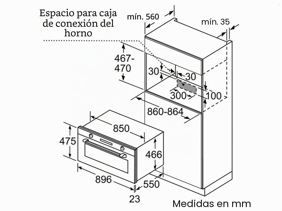 Bosch Serie 6 VBC5580S0 - Horno (Medio, Horno eléctrico, 85 L, 85 L, 50 - 280 °C, 280 °C)