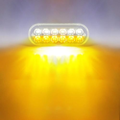 Miniatura 8 de KaiDengZhe Amber & White - Barra de luz estroboscópica de montaje en superficie súper brillante, 12 LED, advertencia de emergencia, construcción de