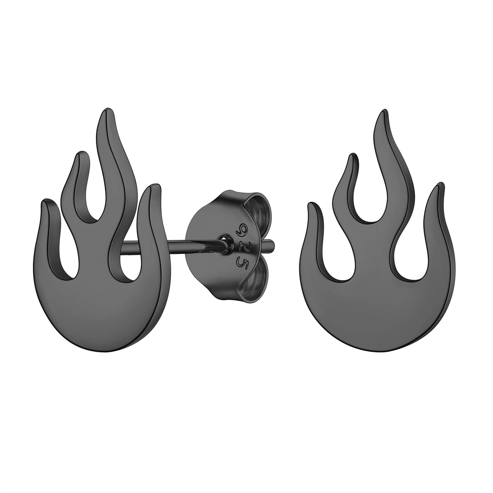 Suplight 925 Sterling Silver Jack Skellington Skull/Bat/Sipder/Fireflame Earrings, Dainty Gothic Holloween Stud Earrings for Men Women (with Gift Box)