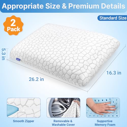 Set 2 Almohadas Espuma Viscoelástica Estándar Gris miniatura 2