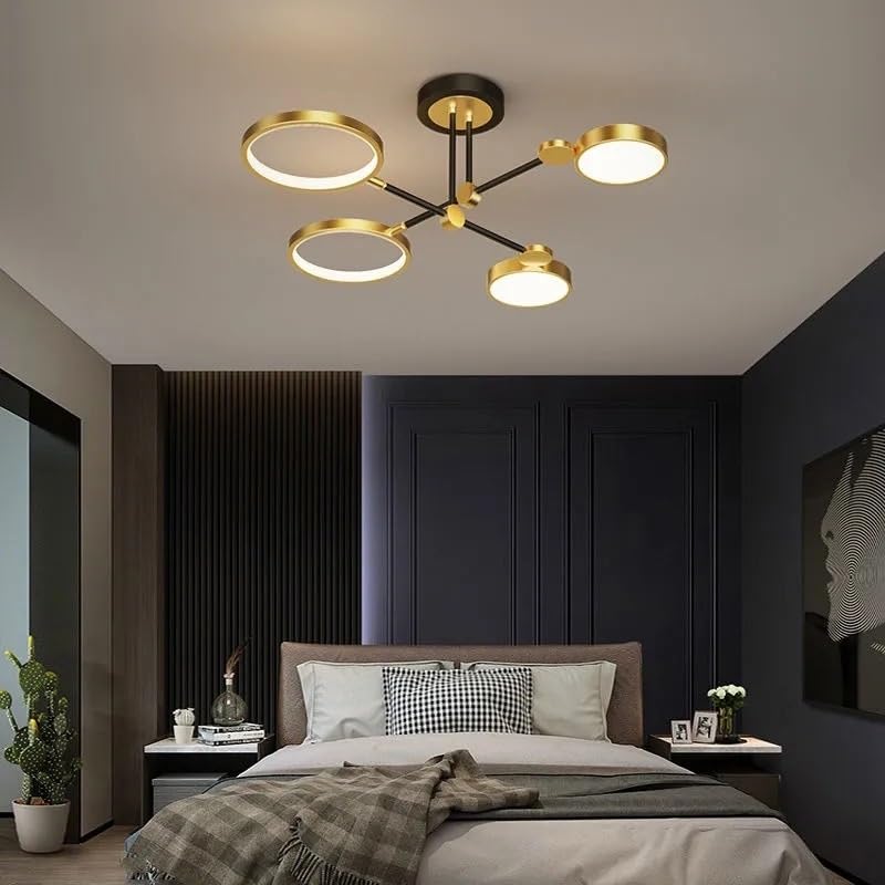 Plafond moderne à LEDs lustre luminaire intérieur cadre doré 4 heads gold