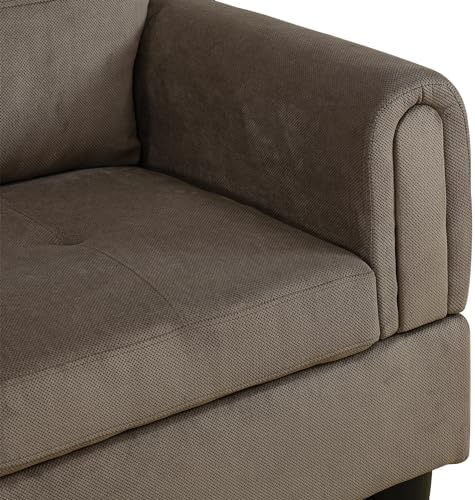 Corduroy Sectional Corner Sofa, L-Shape Couch with Storage Ottoman, Living Room Furniture Sets Design for Large Space Dorm Apartment Office, Right Chaise, Brown 9 51 Hjd