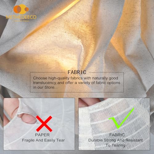 Image of METHEDEECO 2 Pack Pendant Lamp Shades, 16 Inch Linen Hanging Light Shades, Oval and Round Lantern Shade Covers, Beige Fabric Boho Japandi Minimalist Decor, Shades Only for Bedroom, Living Room (beige)
