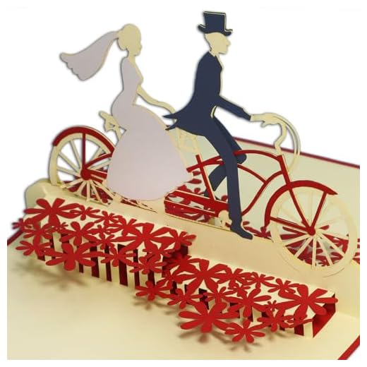 LIN - Pop Up 3D Tarjeta de felicitaciòn de boda, Pareja en tándem (#88)