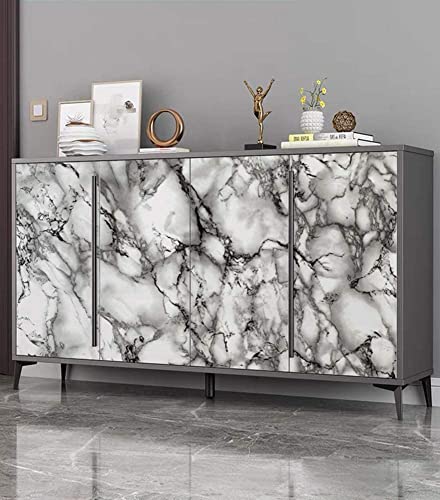Image of Yancorp White and Black Contact Paper Removable Countertops Black and White Marble Wallpaper Self-Adhesive Peel and Stick Backsplash Vinyl Kitchen(White Black, 11.8 inchx120 inch)