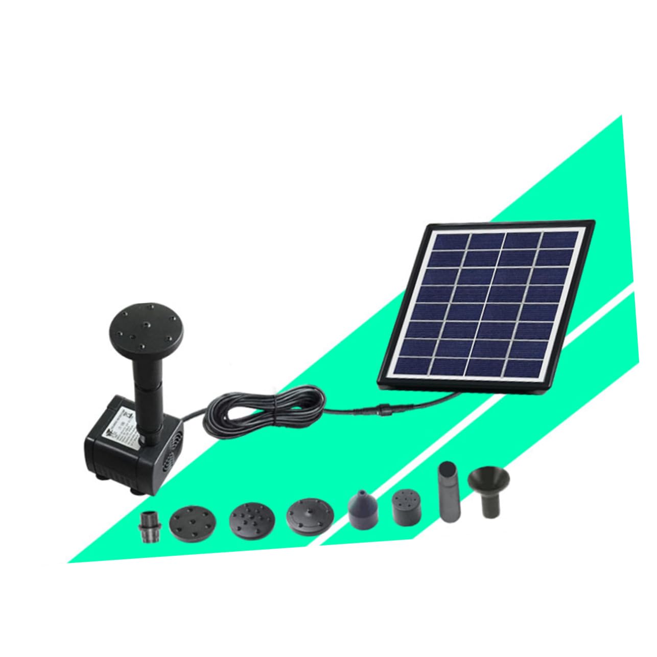 Fuente Solar Flotante 4w Negro 1 Juego Abs para Jardín y Estanque