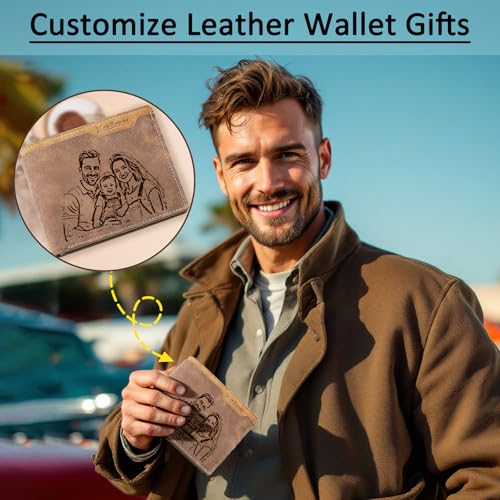 Custom Wallets for Men Personalized Engraved Wallet for Men Customized Wallets with Photo Name Initial Personalized Gifts for Men Husband Son Father's Day Christmas Gifts2