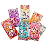 Sobre Rojo Chino - 6 Piezas 3D de la Suerte China,Bordados del Festival de la Primavera 2026 para Dinero,Para Niños Amigos Familia Empleados Detalles De Fiestas Tet Vietnamita