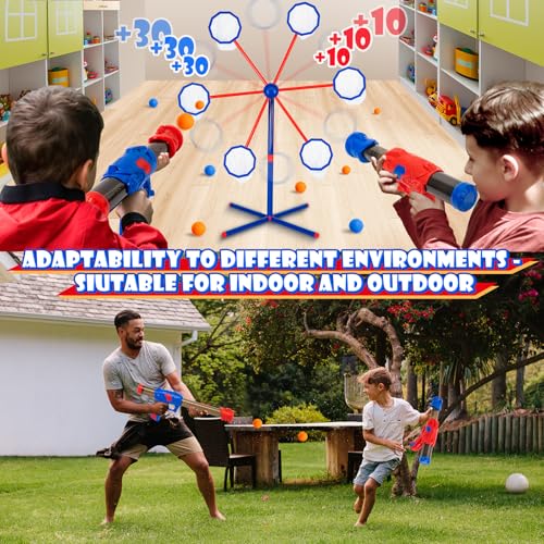 Shooting Games Toy for Kids 5 6 7 8 9 10+ Years Old with 2pk Air Guns & 56 Bullets - Rotating Target for Shooting Practice - Ideal Boy Gift - Image 6