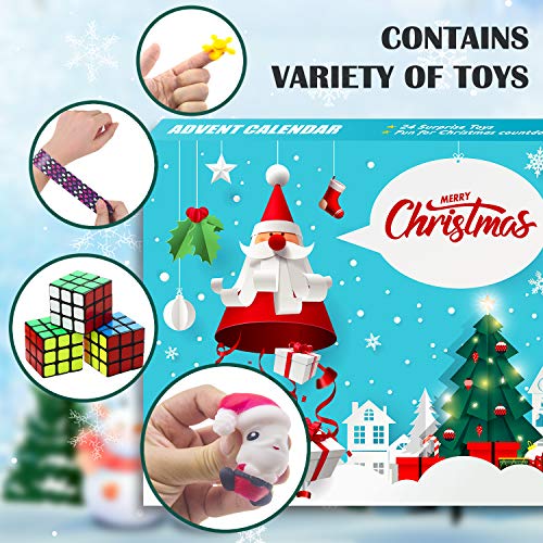 Fidget Party Toys Advent Calendar 2020 Christmas Countdown Calendar 24 PCS Fidget Relief Stress Toys for Count Down Xmas Holiday Party Favor Kids Adults Challenge