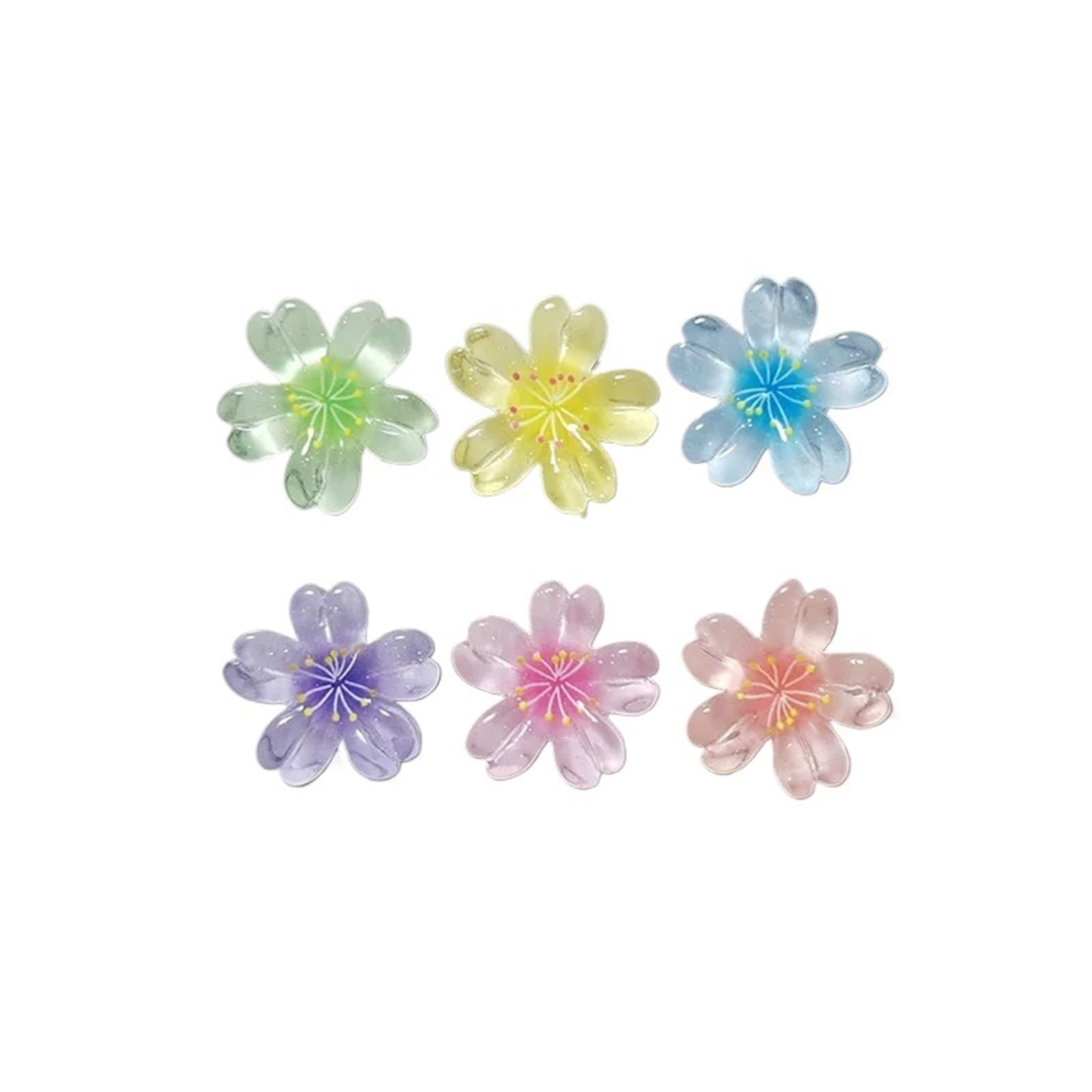 Glass Magnets 12pcs Mixed Colors Cherry Blossom Flower Fridge Magnets Refrigerator Floral Home DIY Decoration