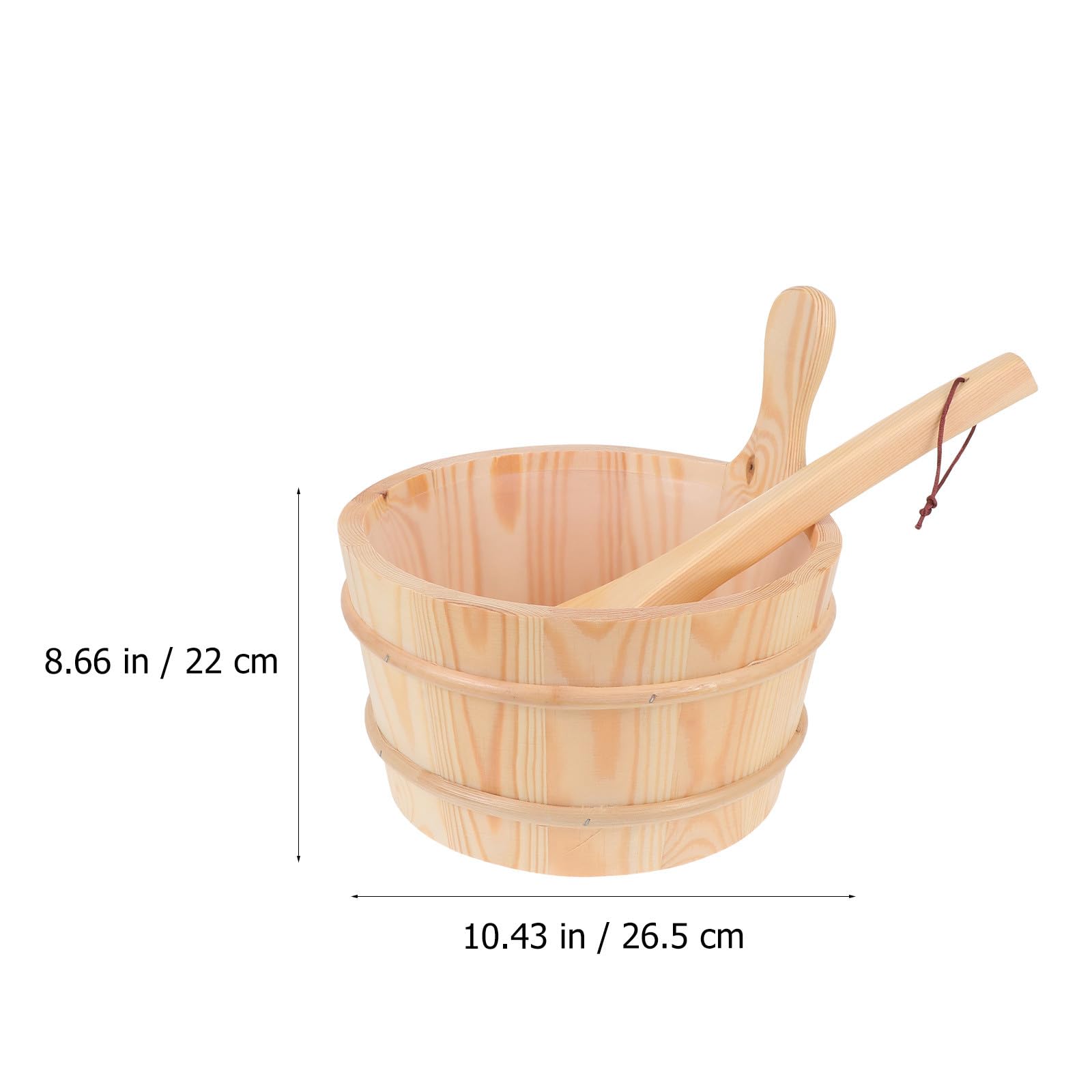 NUOBESTY Praktisches Holzfass und Fasslöffel Satz für Sauna mit Handpolierter Oberfläche und Leicht zu Greifendem Design für Saunazubehör