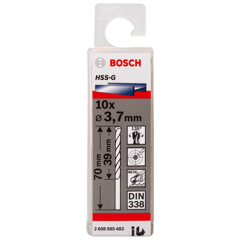 Bosch Bosch 10x PRO Metal HSS-G Twist Drill Bit Standard Length (for Non-ferrous metals, Steel, Ø 3,70 mm, Professional Accessory Rota