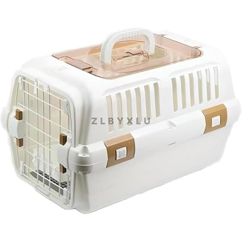 ZLBYXLUペットキャリー 猫 キャリー コンテナ 耐荷重10KG 頑丈 フードボウル&メッシュカバー付き キャリーケース 大きめ 持ち運び 航空輸送ボックス 旅行 通院 防災 簡単組立 犬 キャリーケース (35*36.5*55CM,C)