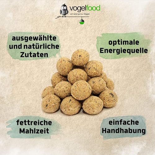 Samore 200 Stück (a 90g = 18 kg) Meisenknödel ohne Netz Vogelfutter Wildvogelfutter Meisenkugeln Ganzjahresfutter Fettfutter |Nährstoffreiches Ganzjahresfutter für alle Vogelarten | Körnerkugeln